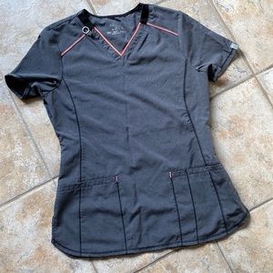 Women’s Cherokee infinity scrub set size xsmall color is dark gray and coral